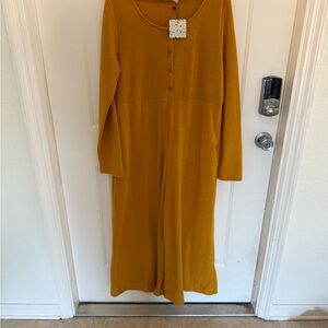 NWT Three Bird Nest Mustard Button Front Jumpsuit